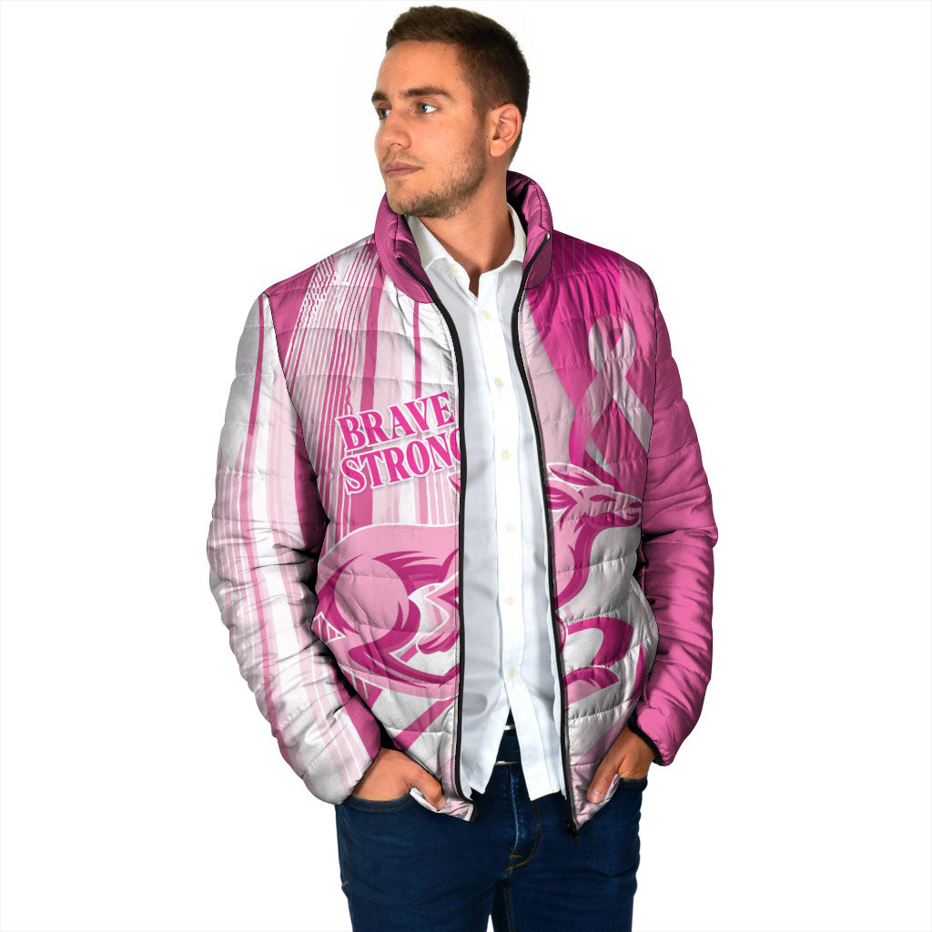 Australia Rugby Breast Cancer Personalised Padded Jacket Brave Strong Pink Ribbon Sporty Style
