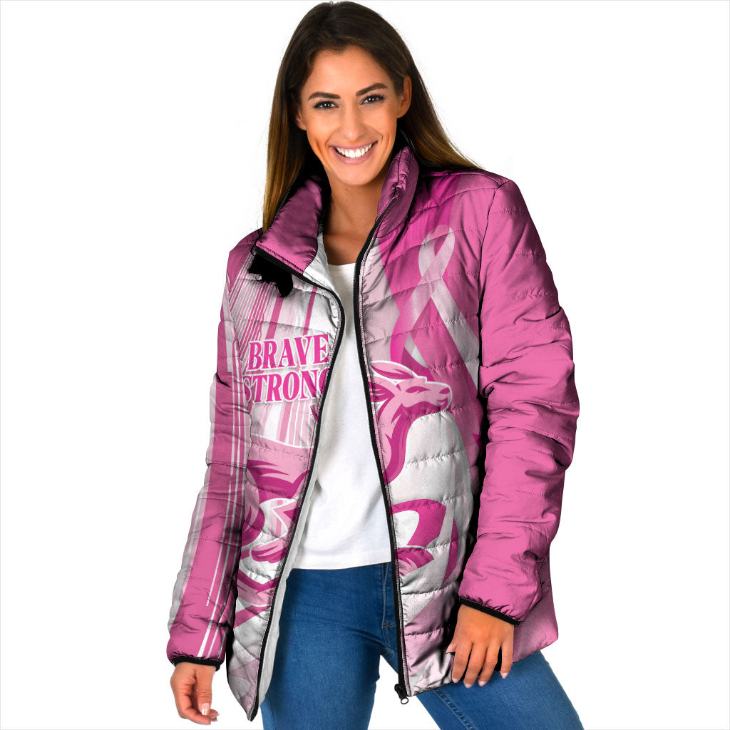 Australia Rugby Breast Cancer Personalised Padded Jacket Brave Strong Pink Ribbon Sporty Style