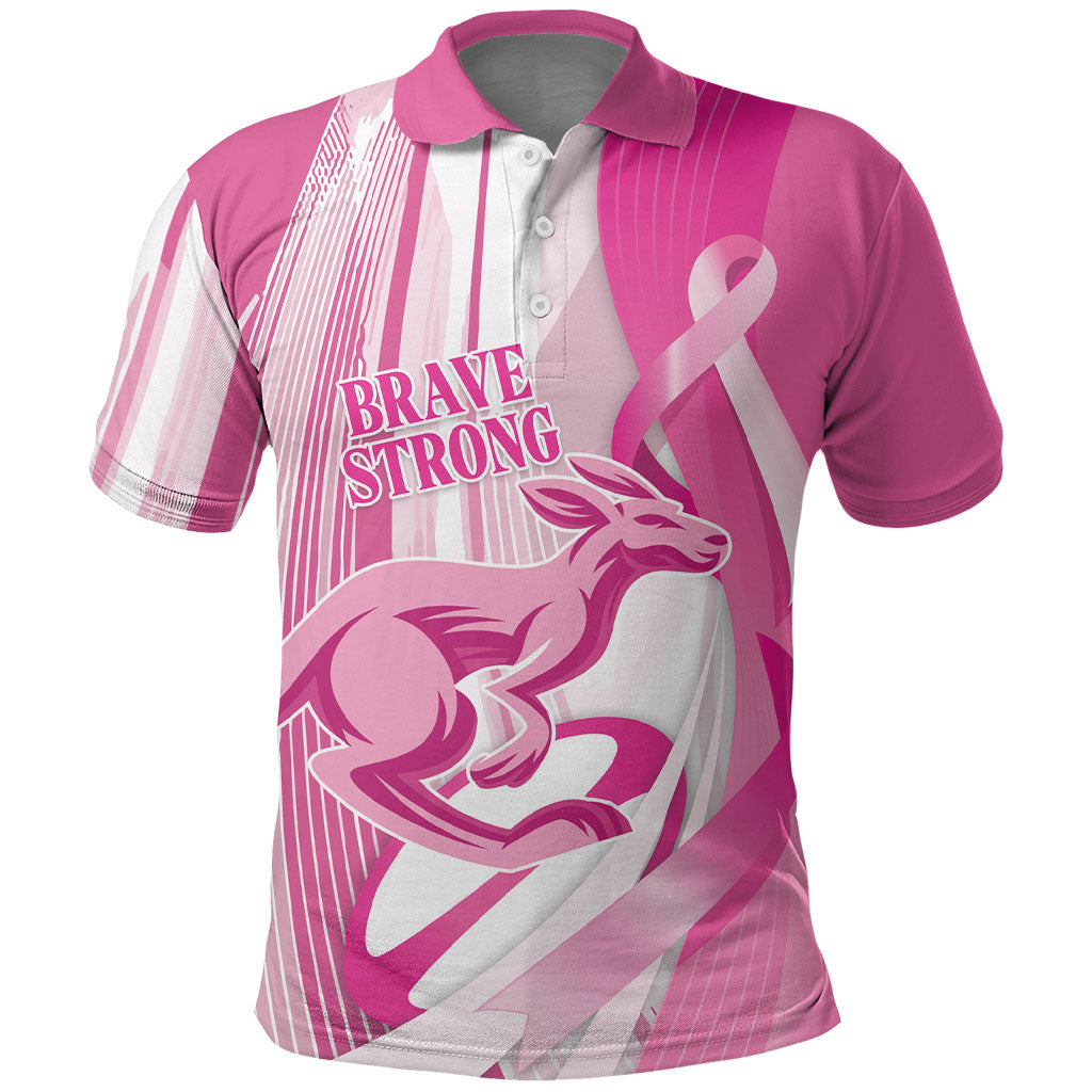Australia Rugby Breast Cancer Personalised Polo Shirt Brave Strong Pink Ribbon Sporty Style