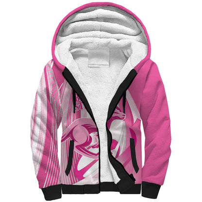 Australia Rugby Breast Cancer Personalised Sherpa Hoodie Brave Strong Pink Ribbon Sporty Style