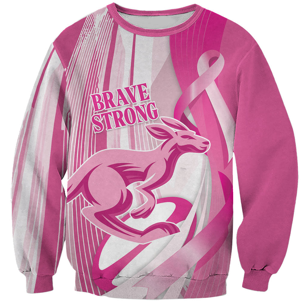 Australia Rugby Breast Cancer Personalised Sweatshirt Brave Strong Pink Ribbon Sporty Style