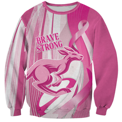Australia Rugby Breast Cancer Personalised Sweatshirt Brave Strong Pink Ribbon Sporty Style