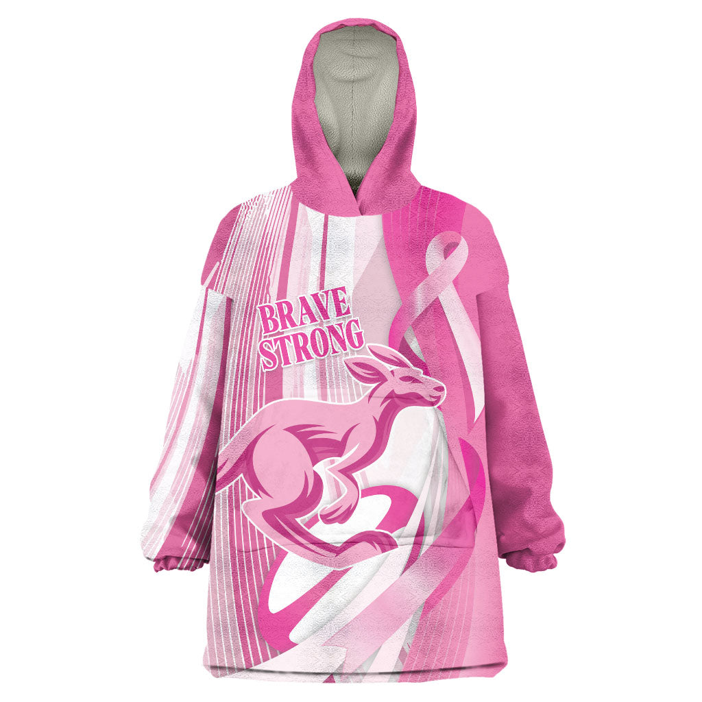 Australia Rugby Breast Cancer Personalised Wearable Blanket Hoodie Brave Strong Pink Ribbon Sporty Style