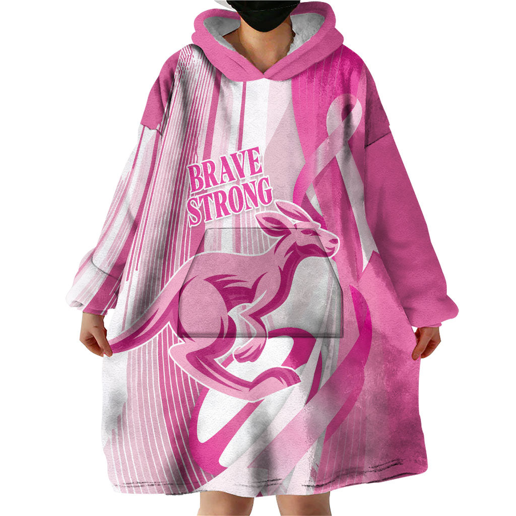 Australia Rugby Breast Cancer Personalised Wearable Blanket Hoodie Brave Strong Pink Ribbon Sporty Style