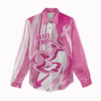 Australia Rugby Breast Cancer Personalised Women Casual Shirt Brave Strong Pink Ribbon Sporty Style