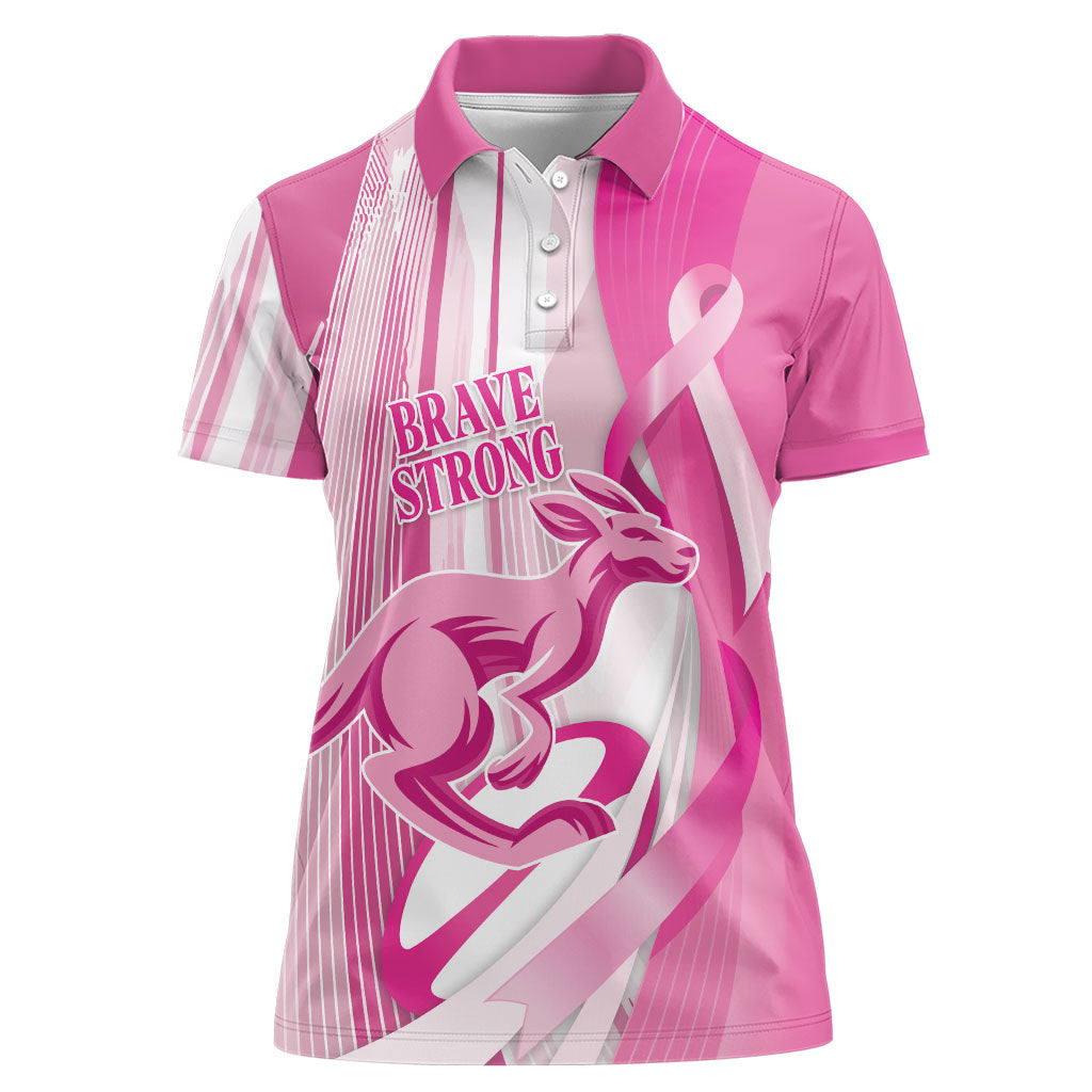 Australia Rugby Breast Cancer Personalised Women Polo Shirt Brave Strong Pink Ribbon Sporty Style
