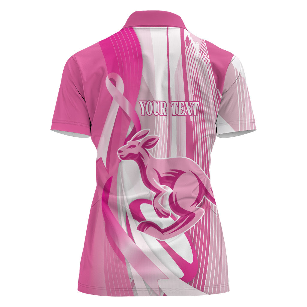 Australia Rugby Breast Cancer Personalised Women Polo Shirt Brave Strong Pink Ribbon Sporty Style