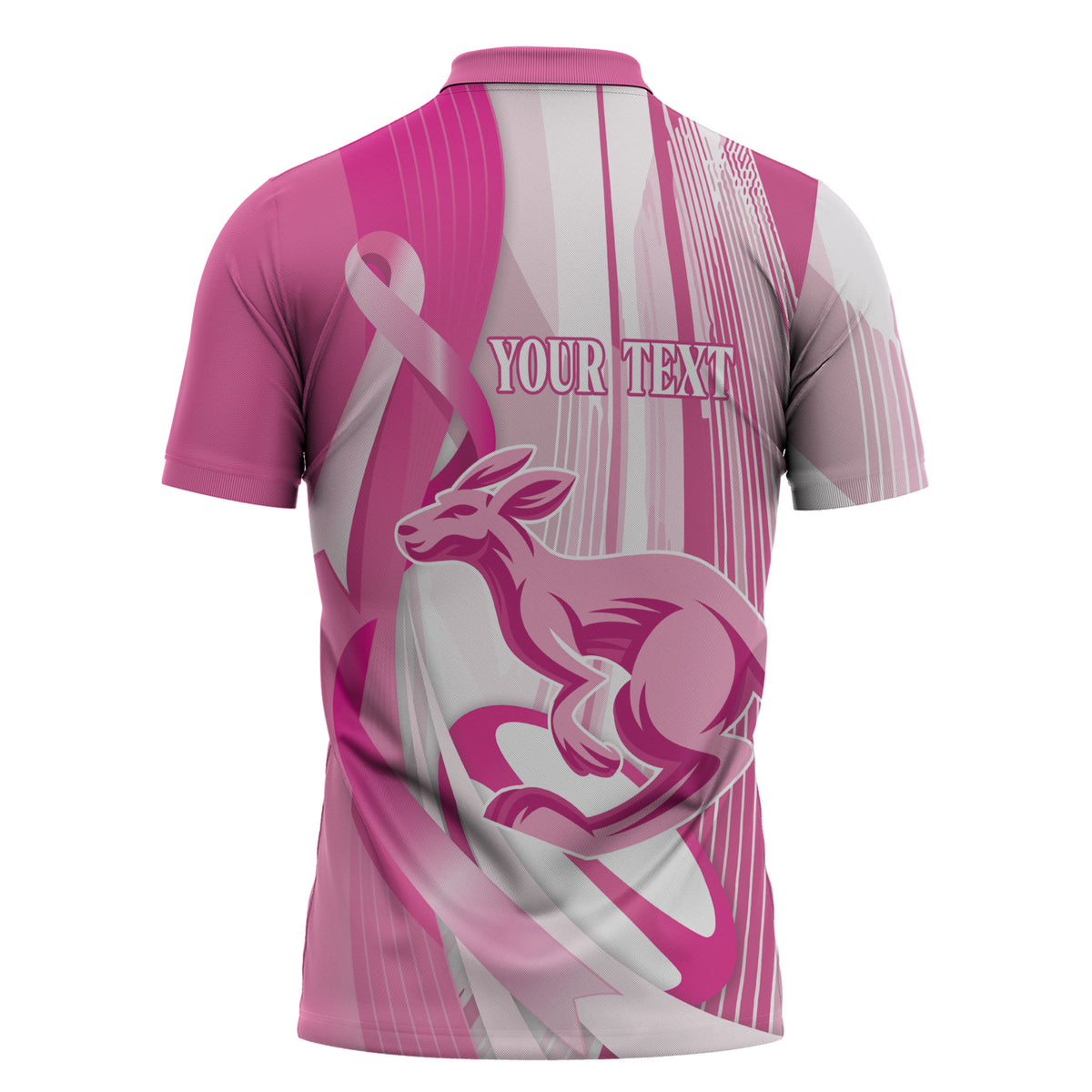 Australia Rugby Breast Cancer Personalised Zipper Polo Shirt Brave Strong Pink Ribbon Sporty Style