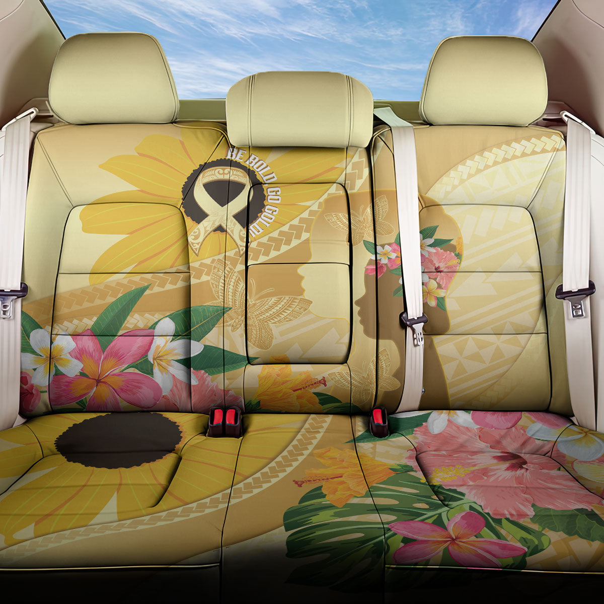 Polynesia Childhood Cancer Support Back Car Seat Cover Be Bold Go Gold Polynesian Art