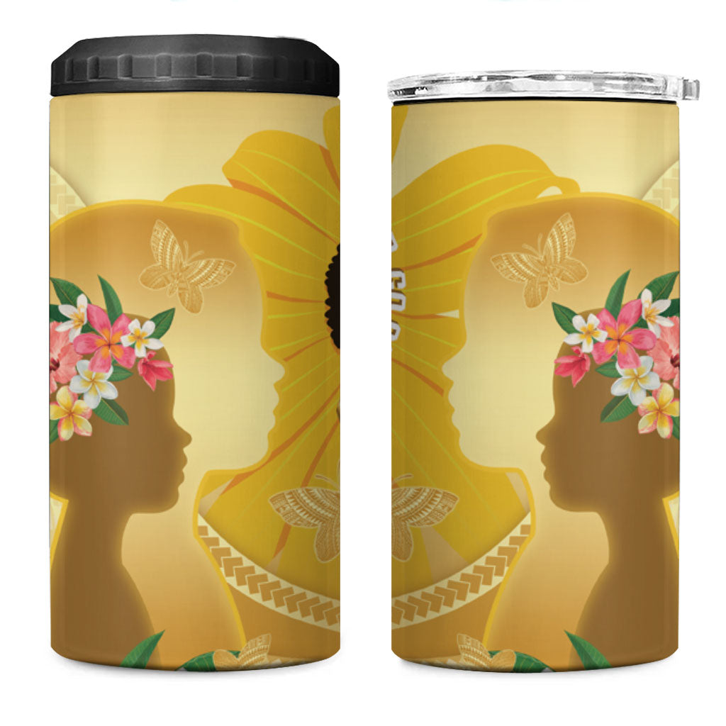 Polynesia Childhood Cancer Support 4 in 1 Can Cooler Tumbler Be Bold Go Gold Polynesian Art