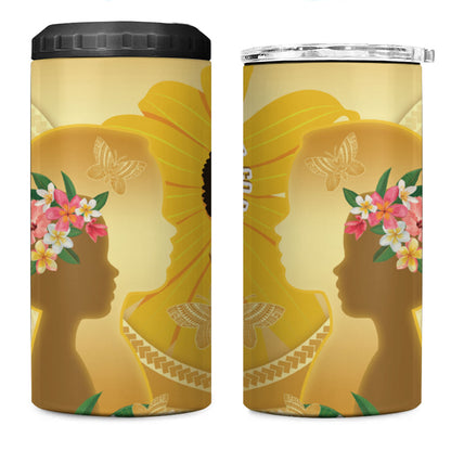 Polynesia Childhood Cancer Support 4 in 1 Can Cooler Tumbler Be Bold Go Gold Polynesian Art