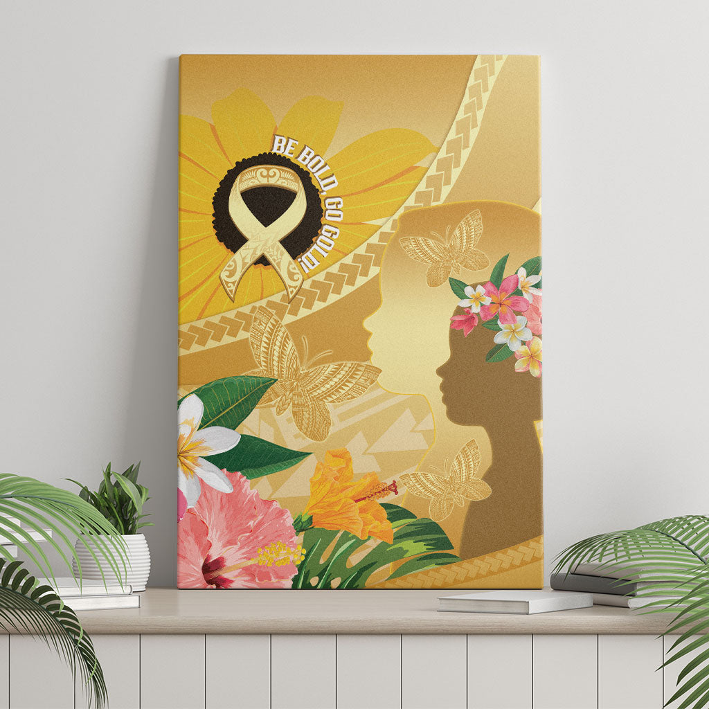 Polynesia Childhood Cancer Support Canvas Wall Art Be Bold Go Gold Polynesian Art