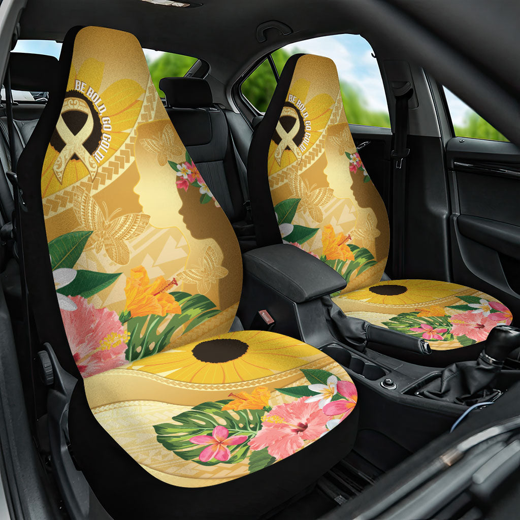 Polynesia Childhood Cancer Support Car Seat Cover Be Bold Go Gold Polynesian Art