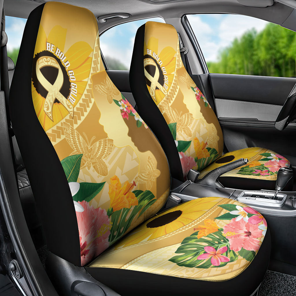Polynesia Childhood Cancer Support Car Seat Cover Be Bold Go Gold Polynesian Art