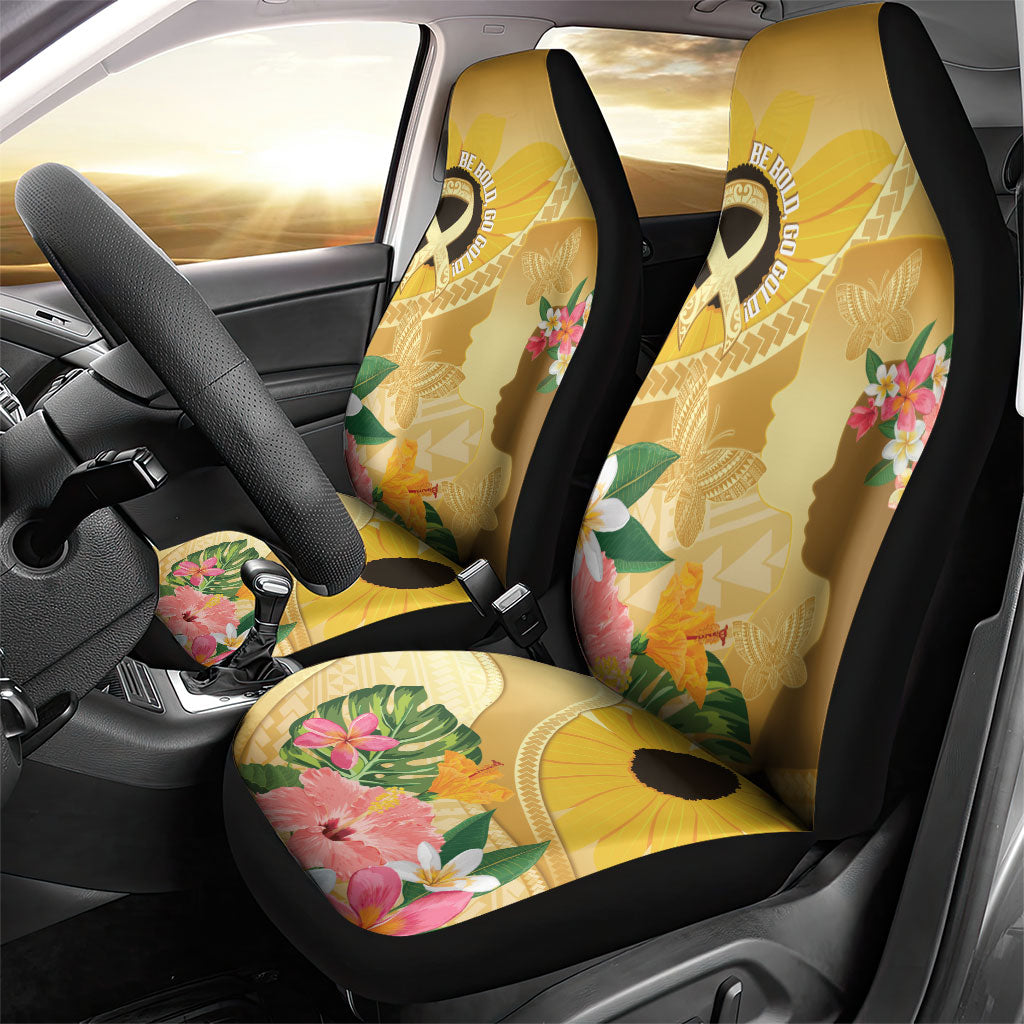 Polynesia Childhood Cancer Support Car Seat Cover Be Bold Go Gold Polynesian Art