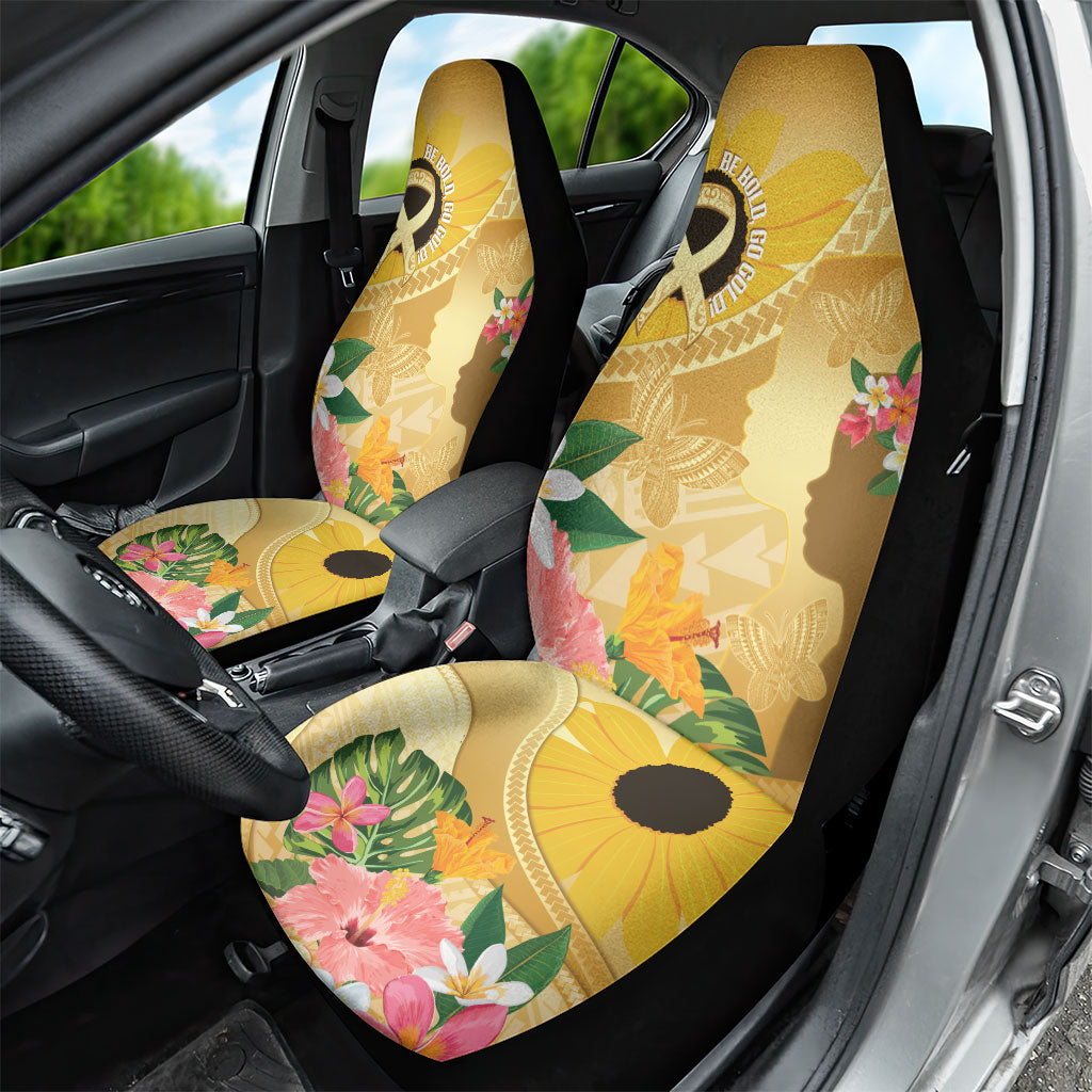 Polynesia Childhood Cancer Support Car Seat Cover Be Bold Go Gold Polynesian Art