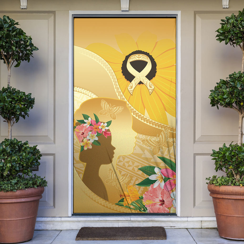 Polynesia Childhood Cancer Support Door Cover Be Bold Go Gold Polynesian Art