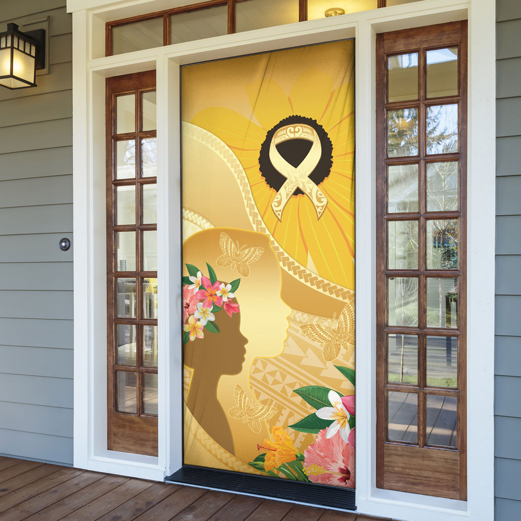 Polynesia Childhood Cancer Support Door Cover Be Bold Go Gold Polynesian Art