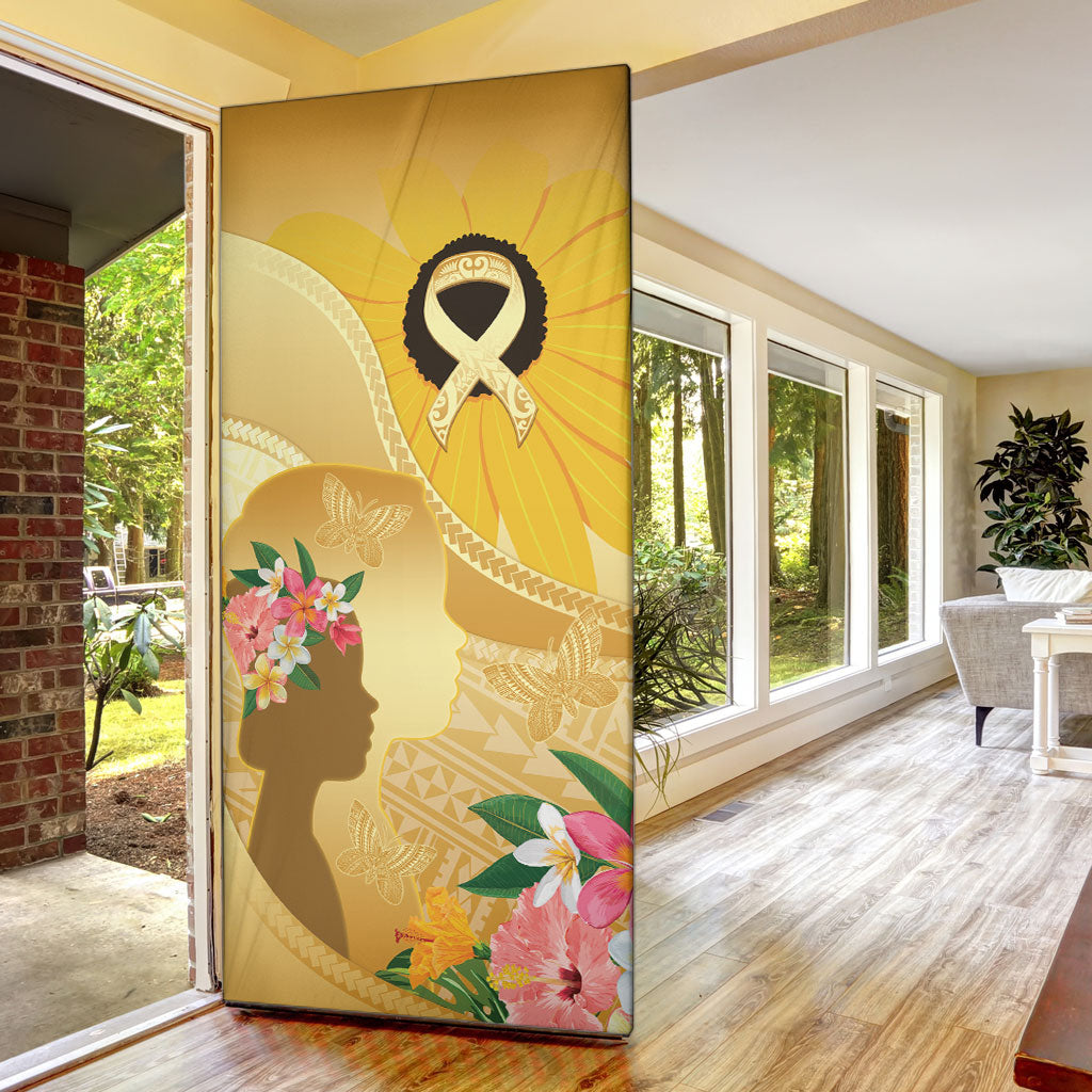 Polynesia Childhood Cancer Support Door Cover Be Bold Go Gold Polynesian Art