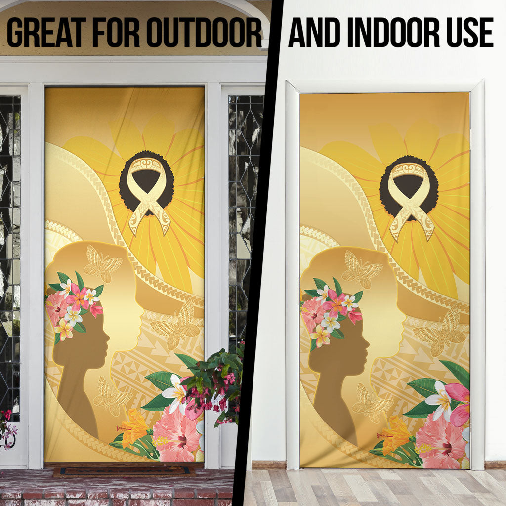 Polynesia Childhood Cancer Support Door Cover Be Bold Go Gold Polynesian Art
