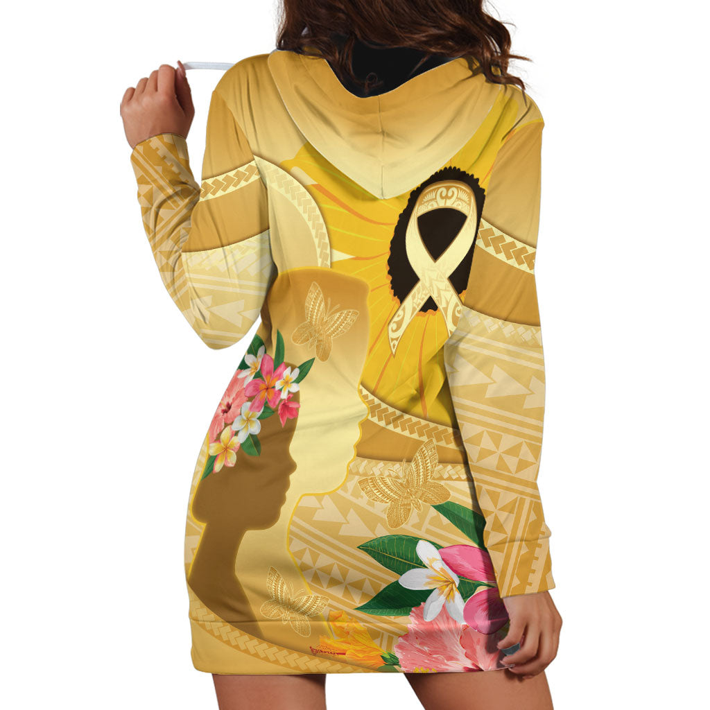 Polynesia Childhood Cancer Support Hoodie Dress Be Bold Go Gold Polynesian Art
