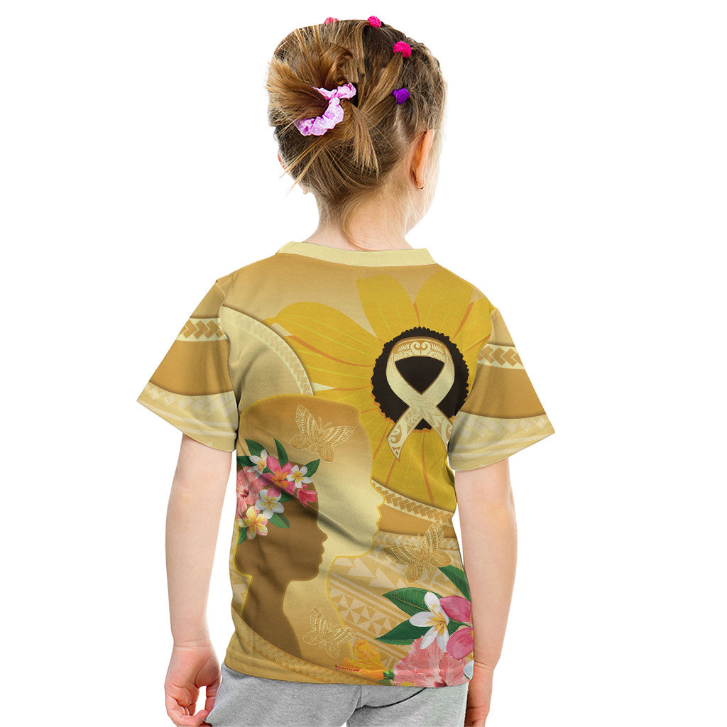 Polynesia Childhood Cancer Support Kid T Shirt Be Bold Go Gold Polynesian Art
