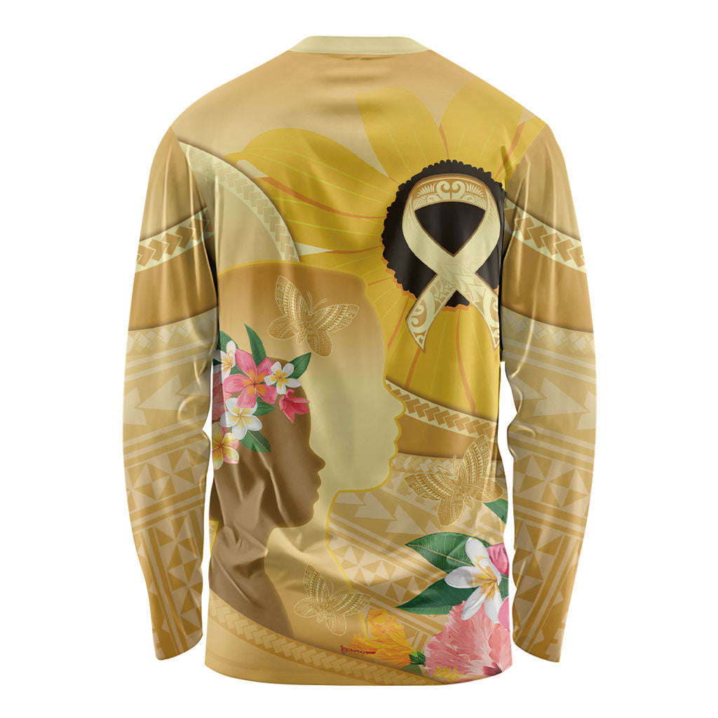 Polynesia Childhood Cancer Support Long Sleeve Shirt Be Bold Go Gold Polynesian Art
