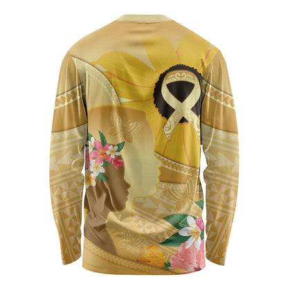Polynesia Childhood Cancer Support Long Sleeve Shirt Be Bold Go Gold Polynesian Art