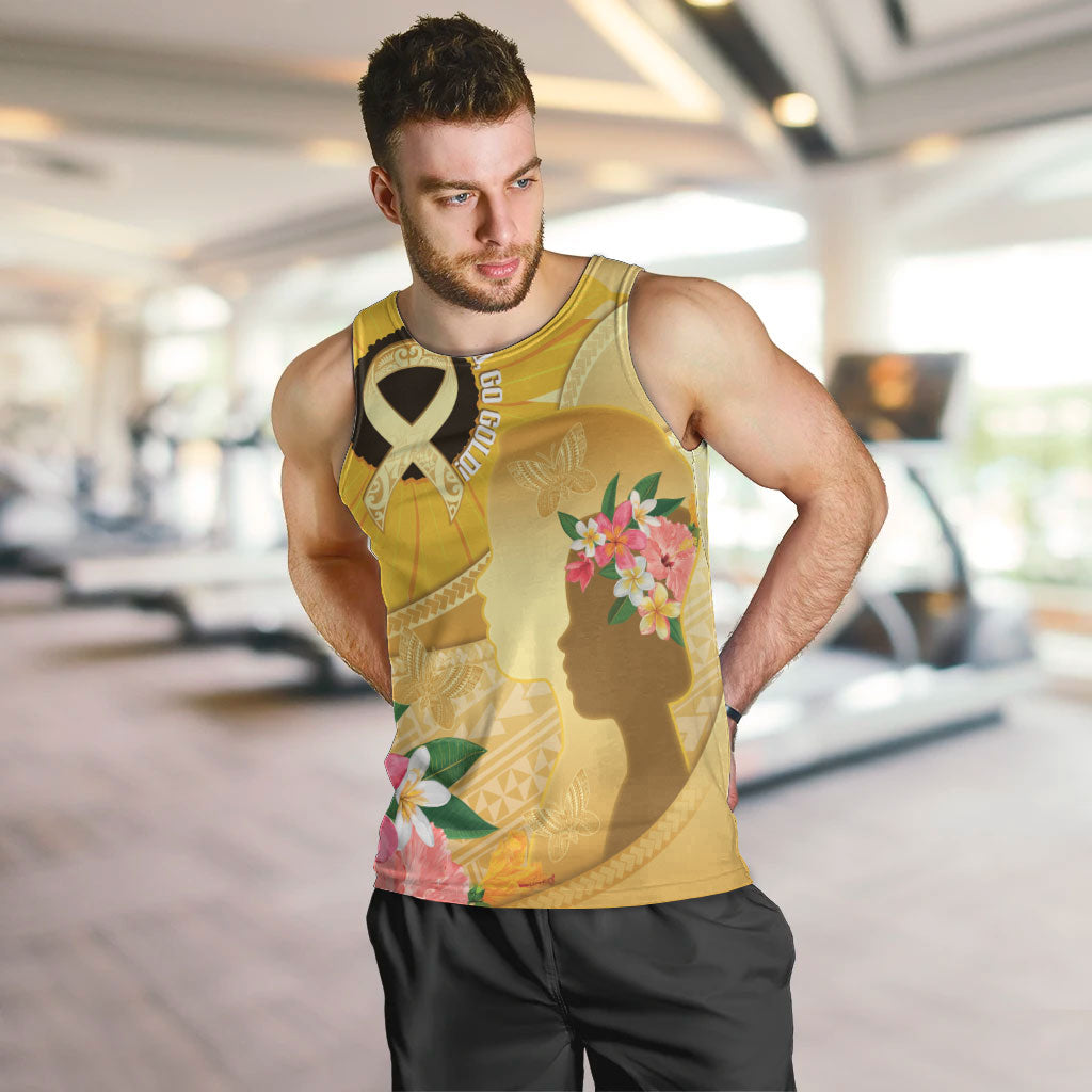 Polynesia Childhood Cancer Support Men Tank Top Be Bold Go Gold Polynesian Art