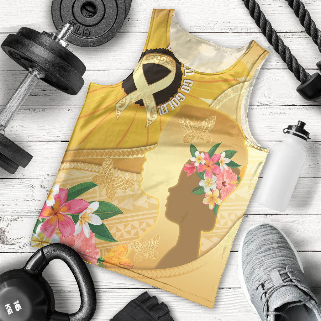 Polynesia Childhood Cancer Support Men Tank Top Be Bold Go Gold Polynesian Art