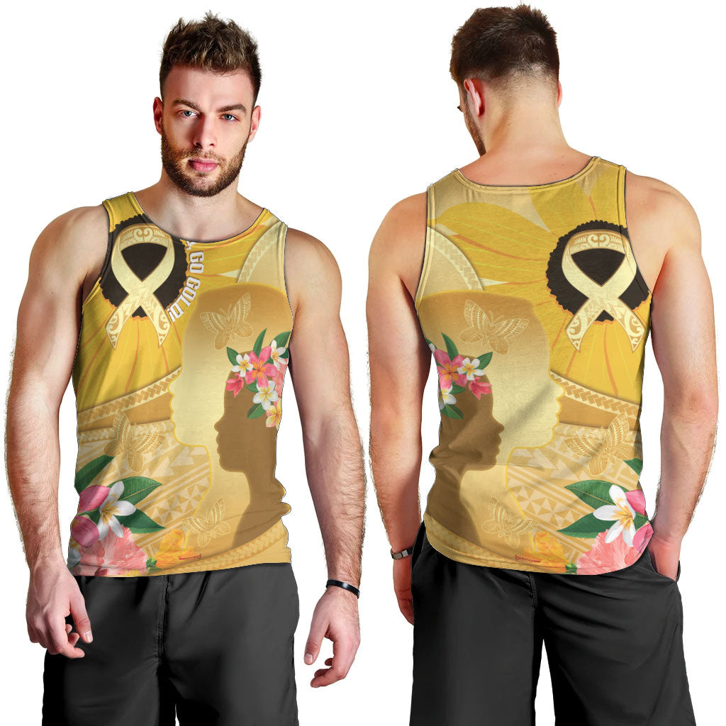 Polynesia Childhood Cancer Support Men Tank Top Be Bold Go Gold Polynesian Art