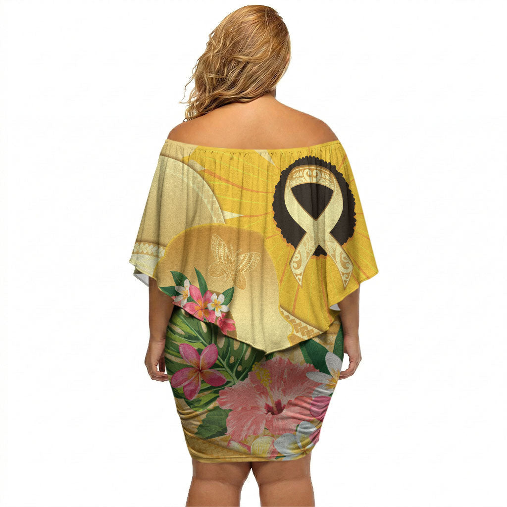 Polynesia Childhood Cancer Support Off Shoulder Short Dress Be Bold Go Gold Polynesian Art
