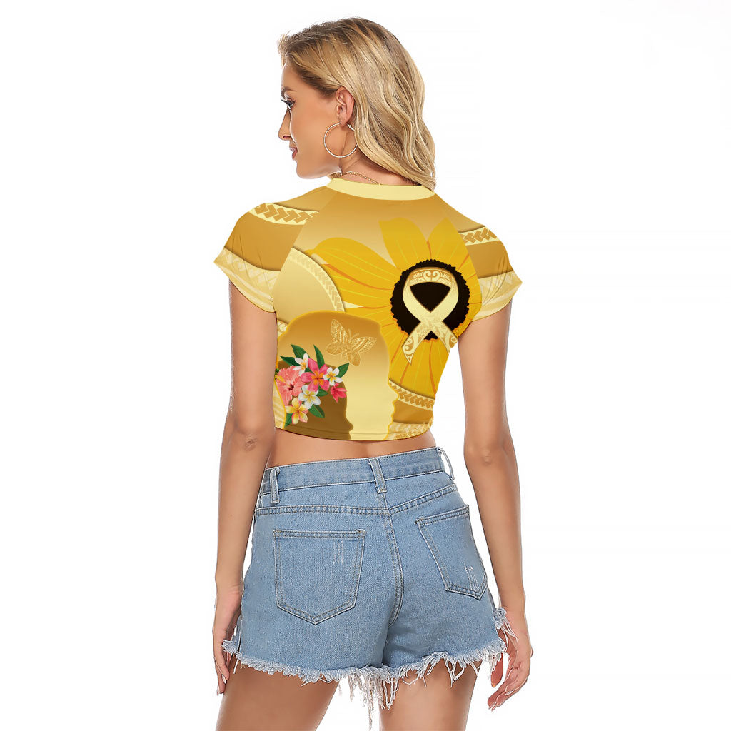 Polynesia Childhood Cancer Support Raglan Cropped T Shirt Be Bold Go Gold Polynesian Art