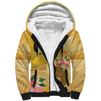 Polynesia Childhood Cancer Support Sherpa Hoodie Be Bold Go Gold Polynesian Art