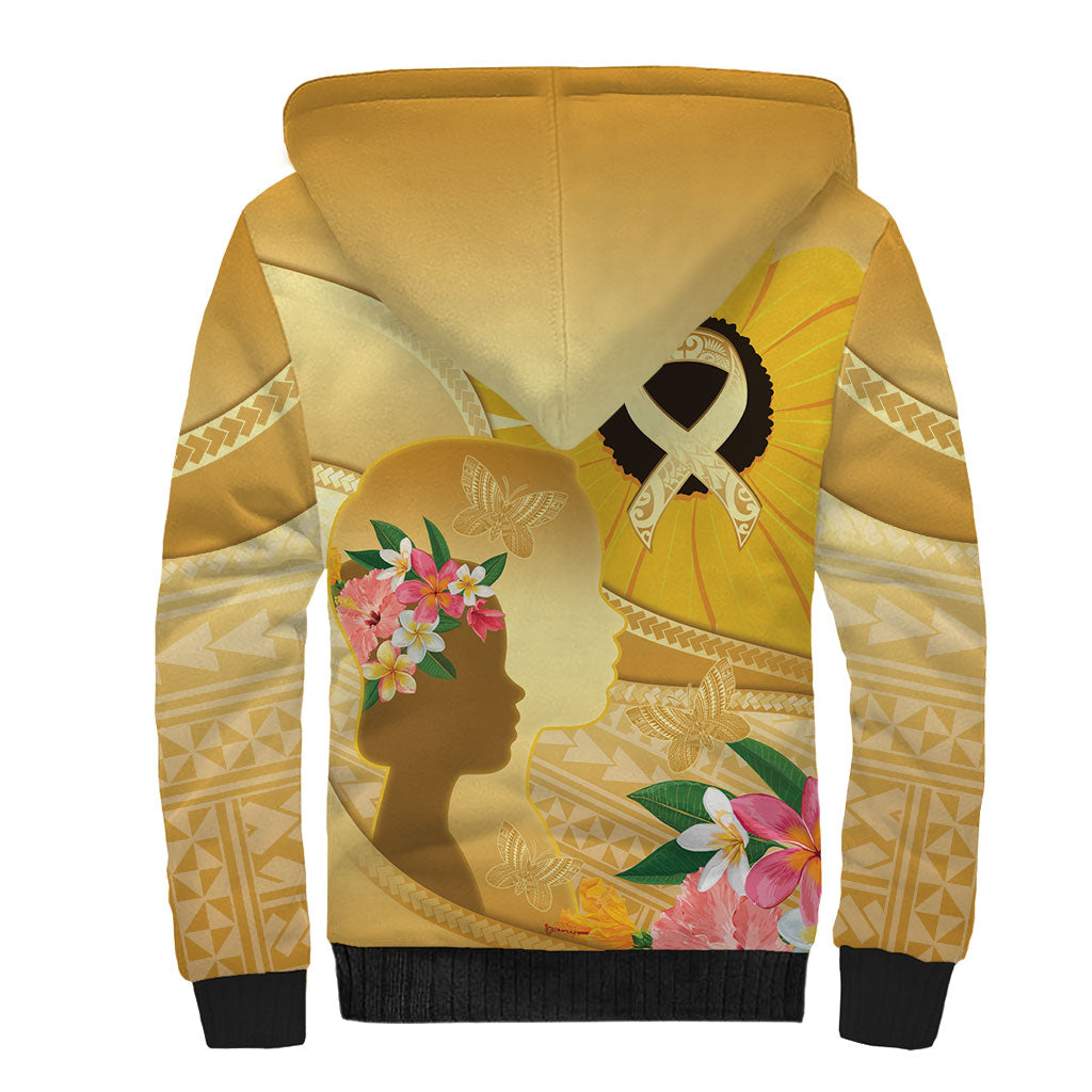 Polynesia Childhood Cancer Support Sherpa Hoodie Be Bold Go Gold Polynesian Art