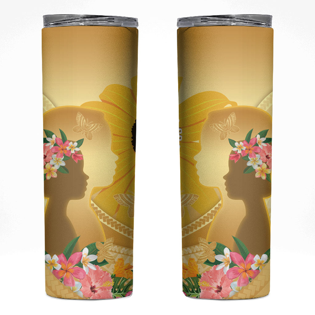 Polynesia Childhood Cancer Support Skinny Tumbler Be Bold Go Gold Polynesian Art