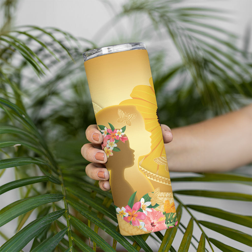 Polynesia Childhood Cancer Support Skinny Tumbler Be Bold Go Gold Polynesian Art