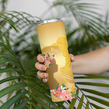 Polynesia Childhood Cancer Support Skinny Tumbler Be Bold Go Gold Polynesian Art