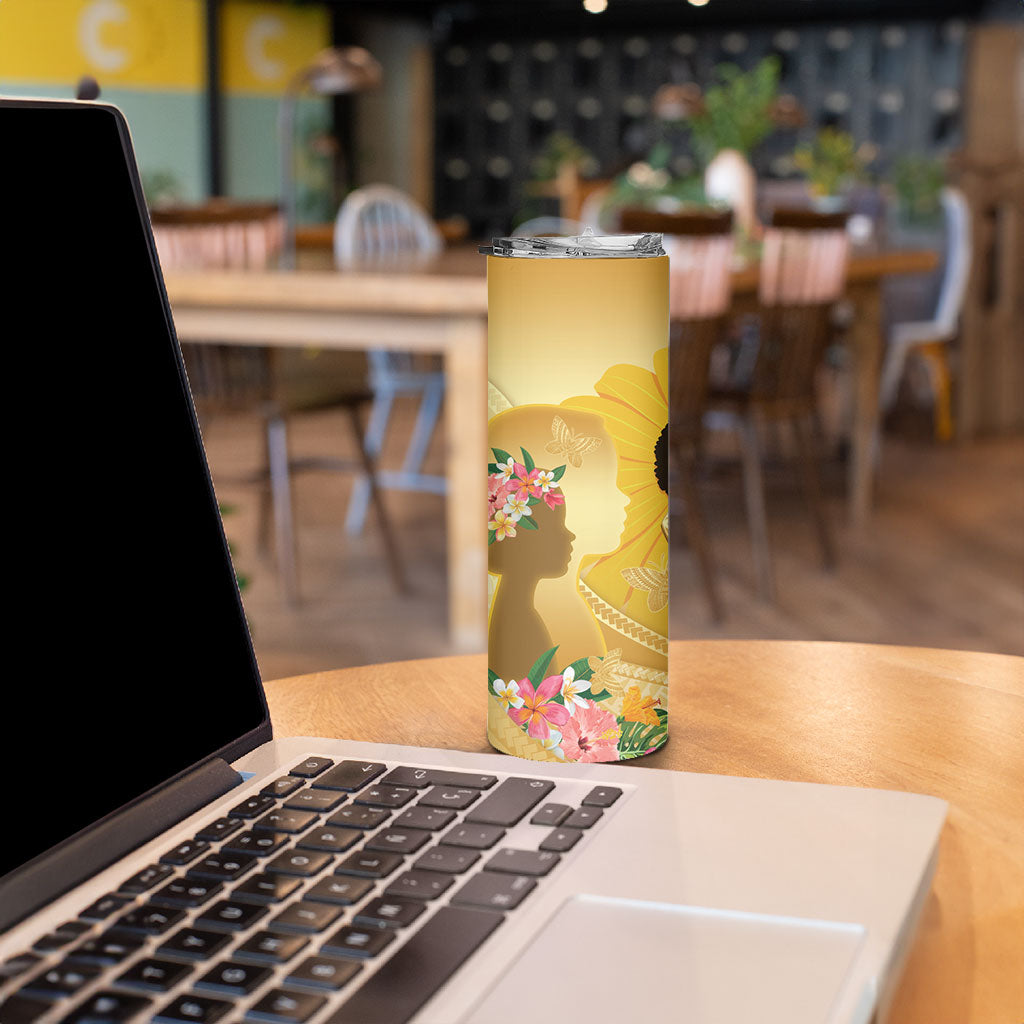 Polynesia Childhood Cancer Support Skinny Tumbler Be Bold Go Gold Polynesian Art