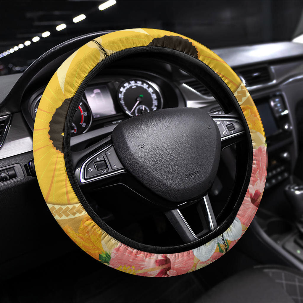 Polynesia Childhood Cancer Support Steering Wheel Cover Be Bold Go Gold Polynesian Art