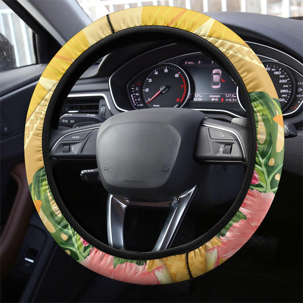 Polynesia Childhood Cancer Support Steering Wheel Cover Be Bold Go Gold Polynesian Art
