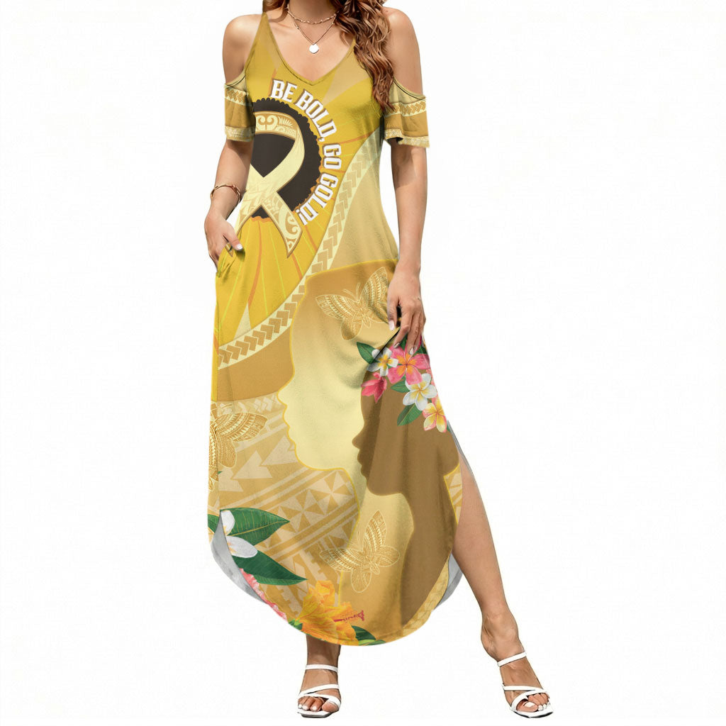 Polynesia Childhood Cancer Support Summer Maxi Dress Be Bold Go Gold Polynesian Art