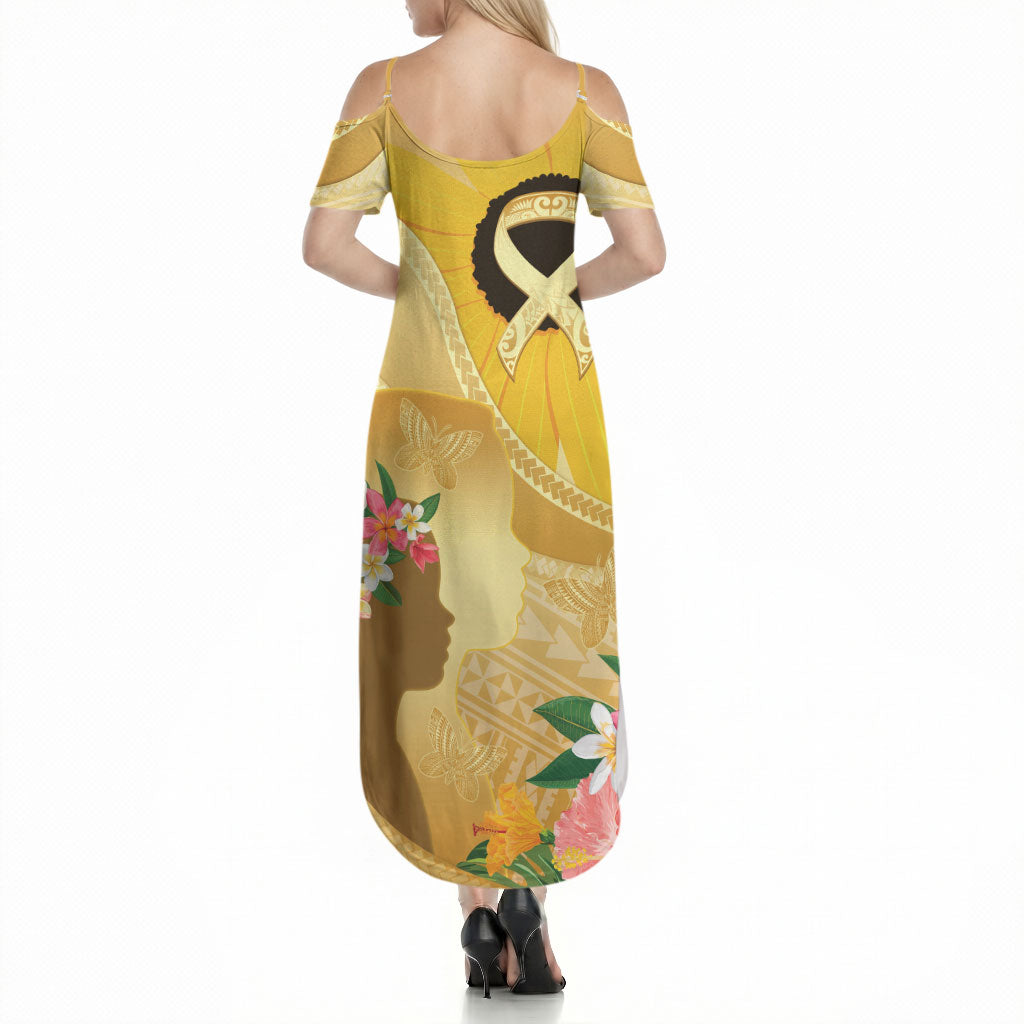 Polynesia Childhood Cancer Support Summer Maxi Dress Be Bold Go Gold Polynesian Art