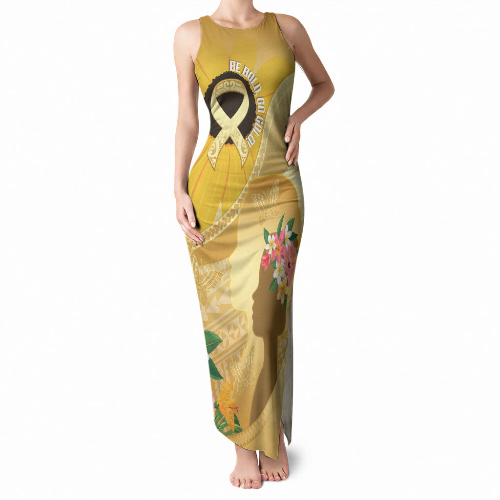 Polynesia Childhood Cancer Support Tank Maxi Dress Be Bold Go Gold Polynesian Art