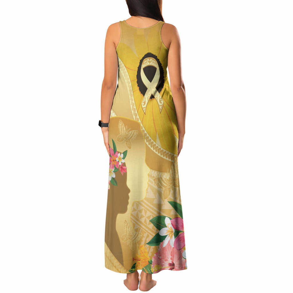 Polynesia Childhood Cancer Support Tank Maxi Dress Be Bold Go Gold Polynesian Art