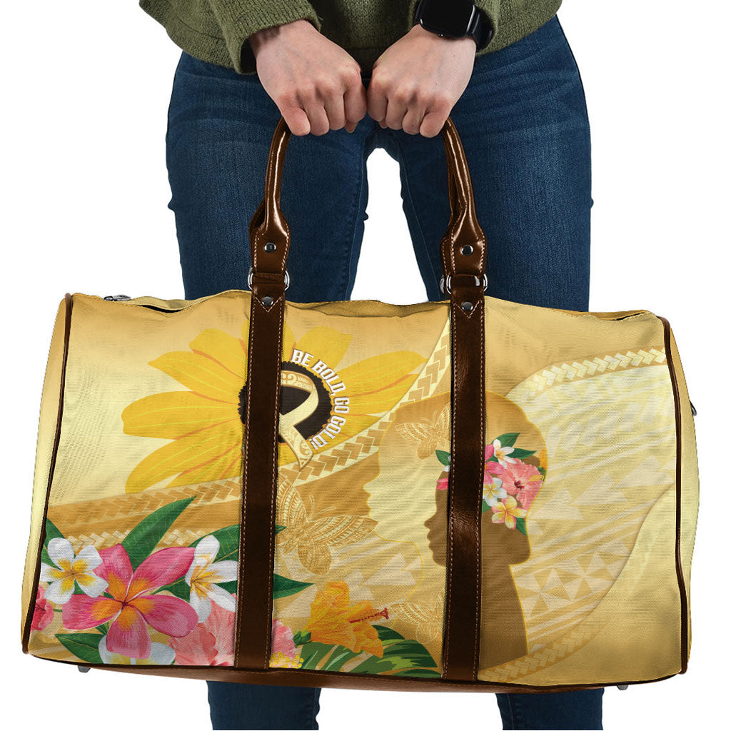 Polynesia Childhood Cancer Support Travel Bag Be Bold Go Gold Polynesian Art