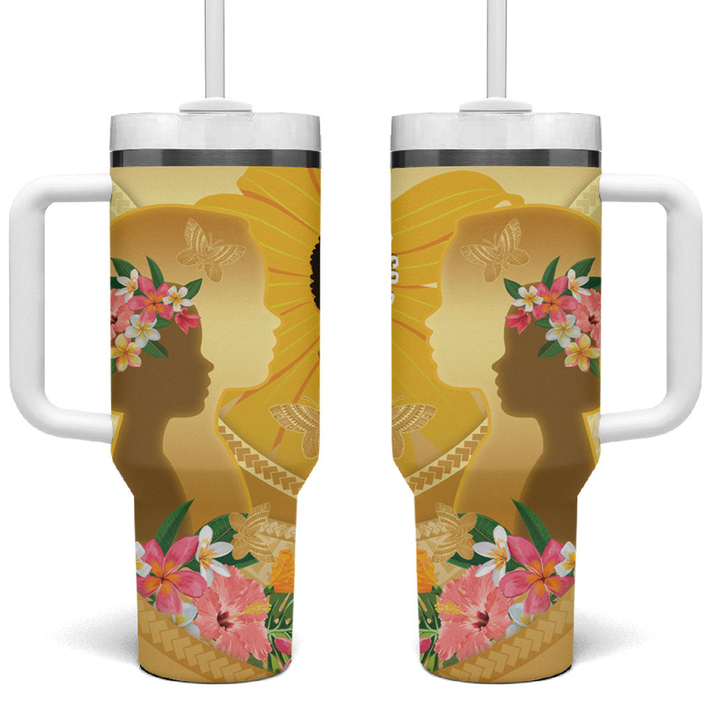 Polynesia Childhood Cancer Support Tumbler With Handle Be Bold Go Gold Polynesian Art