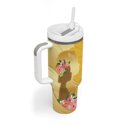 Polynesia Childhood Cancer Support Tumbler With Handle Be Bold Go Gold Polynesian Art