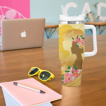 Polynesia Childhood Cancer Support Tumbler With Handle Be Bold Go Gold Polynesian Art