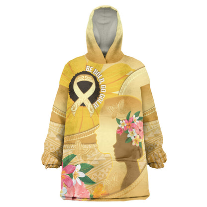Polynesia Childhood Cancer Support Wearable Blanket Hoodie Be Bold Go Gold Polynesian Art